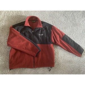Timberland Weathergear Fleece Spell Out Red Black Mens Full Zip Coat Jacket XL
